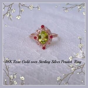 18K Rose Gold over Sterling Silver Peridot Ring